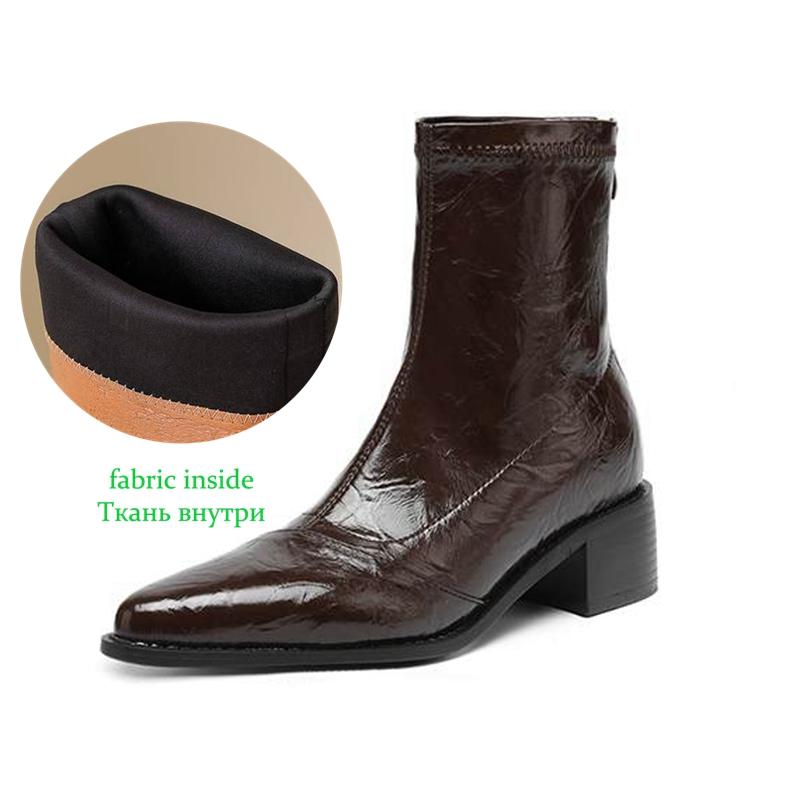 Krazing Po Microfiber Winter Pointed Toe Size 33 Western Boots Size 43 Concise Style Beauty Lady Med Heels Ankle Boots