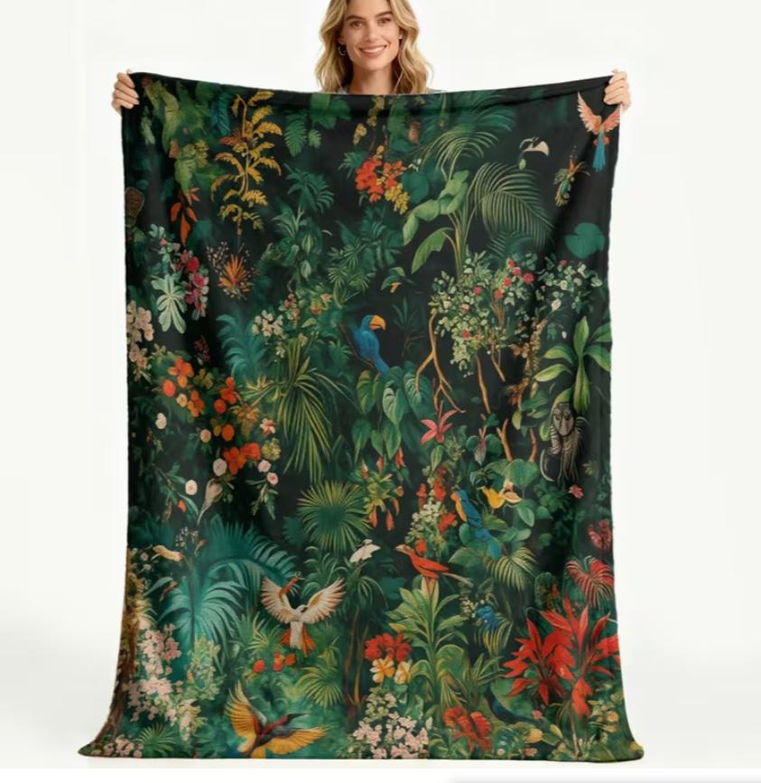 Versatile Majestic Eagle Over Mountains Printed Flannel Blanket Shawl – Ultra-Soft and Skin-Friendly, Perfect for Nap, Travel