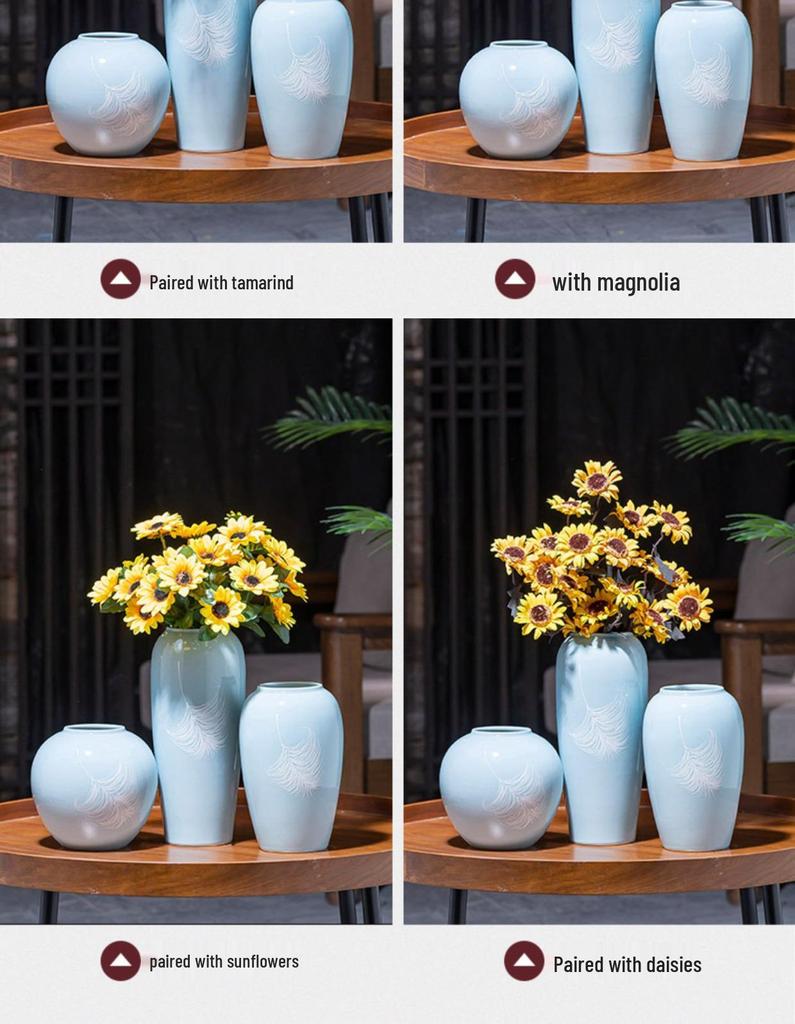 Handcrafted Jingdezhen Ceramic Vase: New Chinese Decor for Living Room and Clubhouse