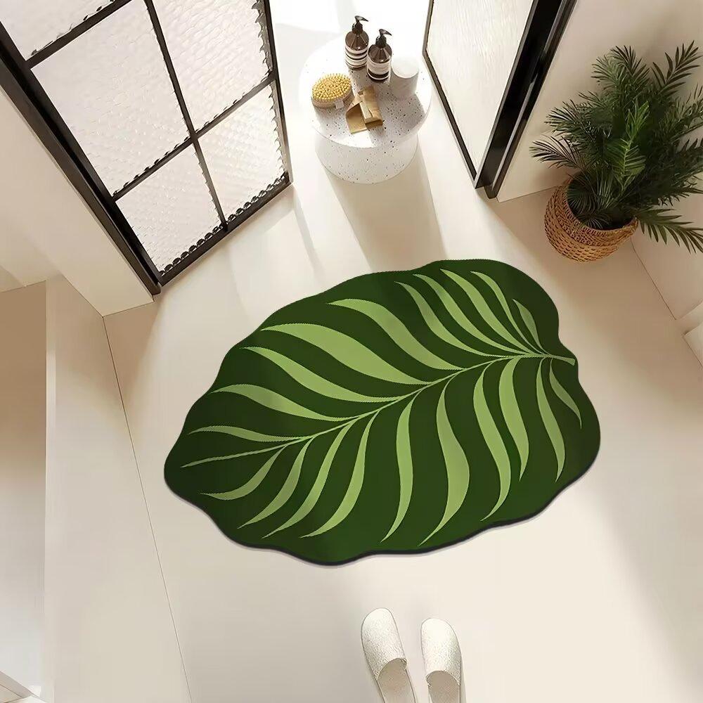 Toilet Entrance Absorbent Floor Mat Plantain Leaf Diatom Mud Bathroom Floor Mat Shower Room Washbasin Quick Drying Non-Slip Mat