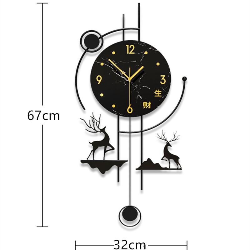 Modern Luxury Swinging Wall Clock Double Deer Motif, Silent Design, High-End Living Room Decor, Minimalist Dining Room Clock