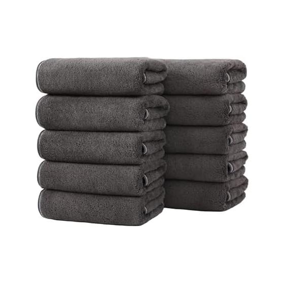 Face Towel, Set of 10, Microfiber, 35X75cm, Fluffy, Soft To the Touch, Fast Absorption, Quick Drying, Durable, Antibacterial, Odor Resistant, No