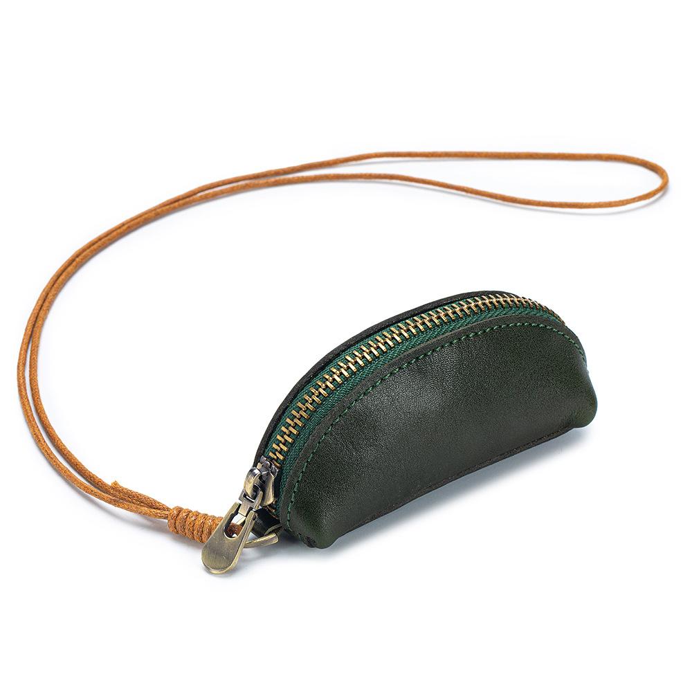 

Новый мини-конверт для денег из коровьей кожи первого слоя растительного дубления, сумка для мелочи, женская сумка для мелочи, ключница зелёный