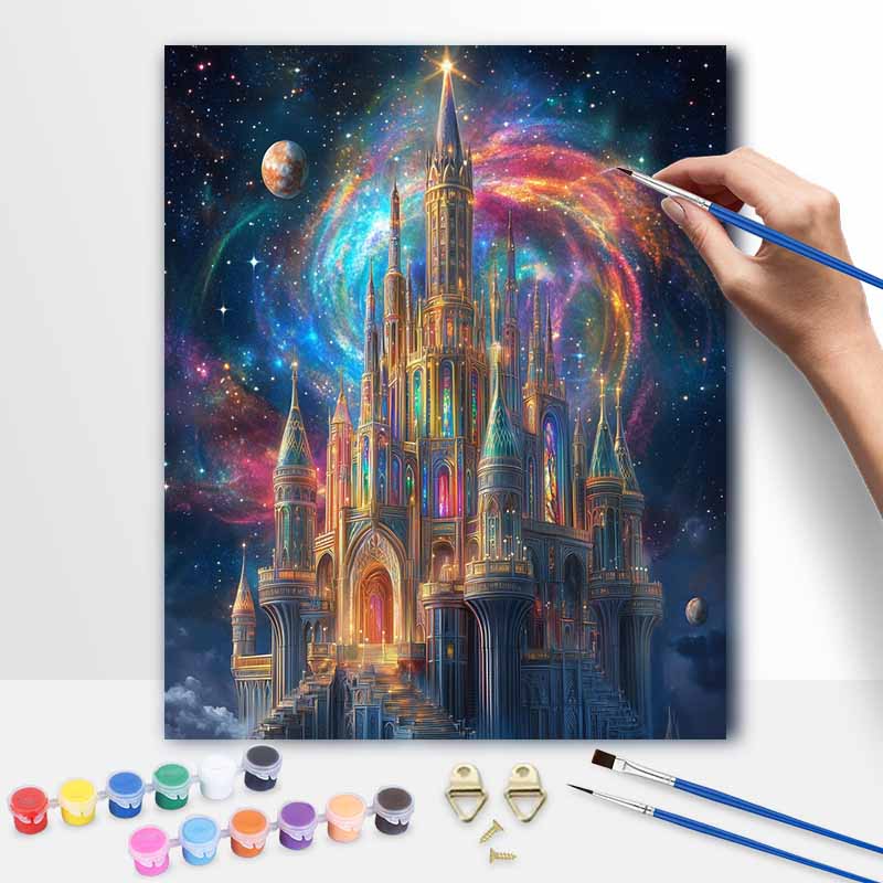 Disney DIY Painting Kit Galaxy Castle Classic Style Home Decor Craft Gift Idea Art Relaxing Vibrant Colors Wall Decoration Painting Set