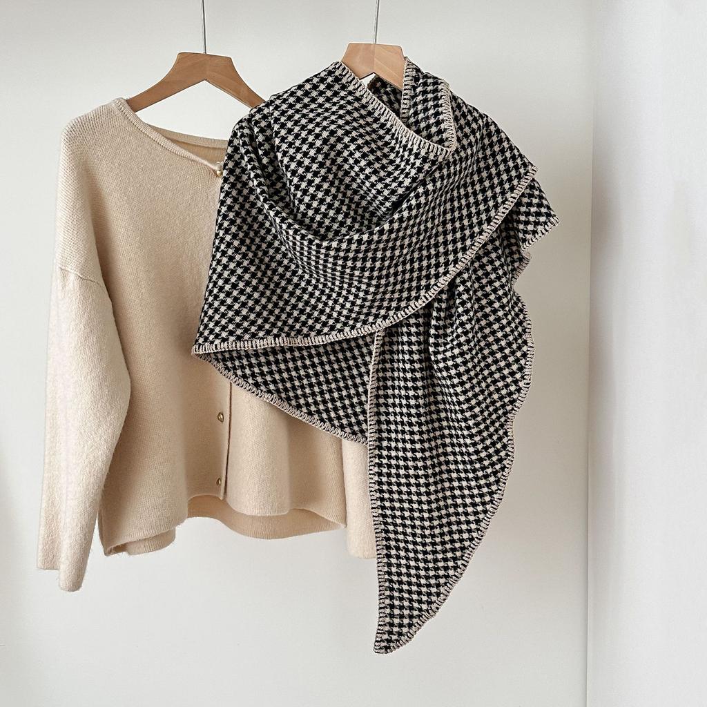 Autumn and Winter New Versatile Thickened Double Sided Imitation Cashmere Houndstooth Scarf for Men and Women Warm Neck Scarf