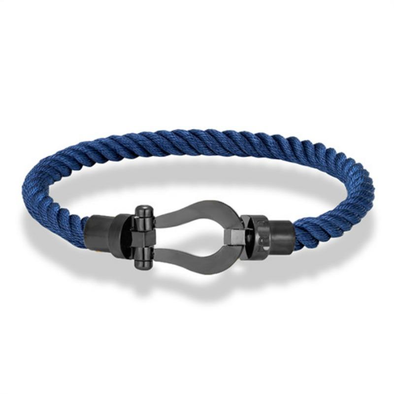 Stainless Steel Fred Horseshoe Buckle Nylon Rope Hand Rope Men and Women Couple Casual Trendy Color