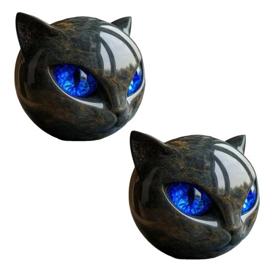 Black Cat Stone Cat Head Sculpture Marble Texture Healing Stones