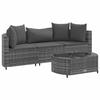 VidaXL Garden Lounge Set 4 Pcs with Grey Cushions Wicker, Outdoor Sofa Set, Garden Corner Sofa, 3308362