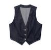 2024 Retro V-Neck Denim Vest & Wide-Leg Pants Set for Women