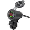 Presa USB per Moto, Caricabatterie per Auto 12V/24V con Doppia Presa USB QC3.0, Presa Caricabatterie per Auto con Voltmetro LED Adattatore per Moto Camper Auto Camion