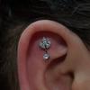 G23 F136 Titanium Zircon Flower Internal Thread Lip Stud Earring Eyebrow Ring Horseshoe Ring Dermal Anchor Skin Piercing Jewelry