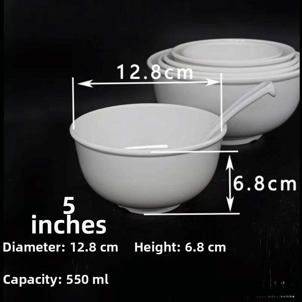 White Melamine Bowls Imitation Porcelain Salad Bowls New Soup Bowl  Tableware 5 in