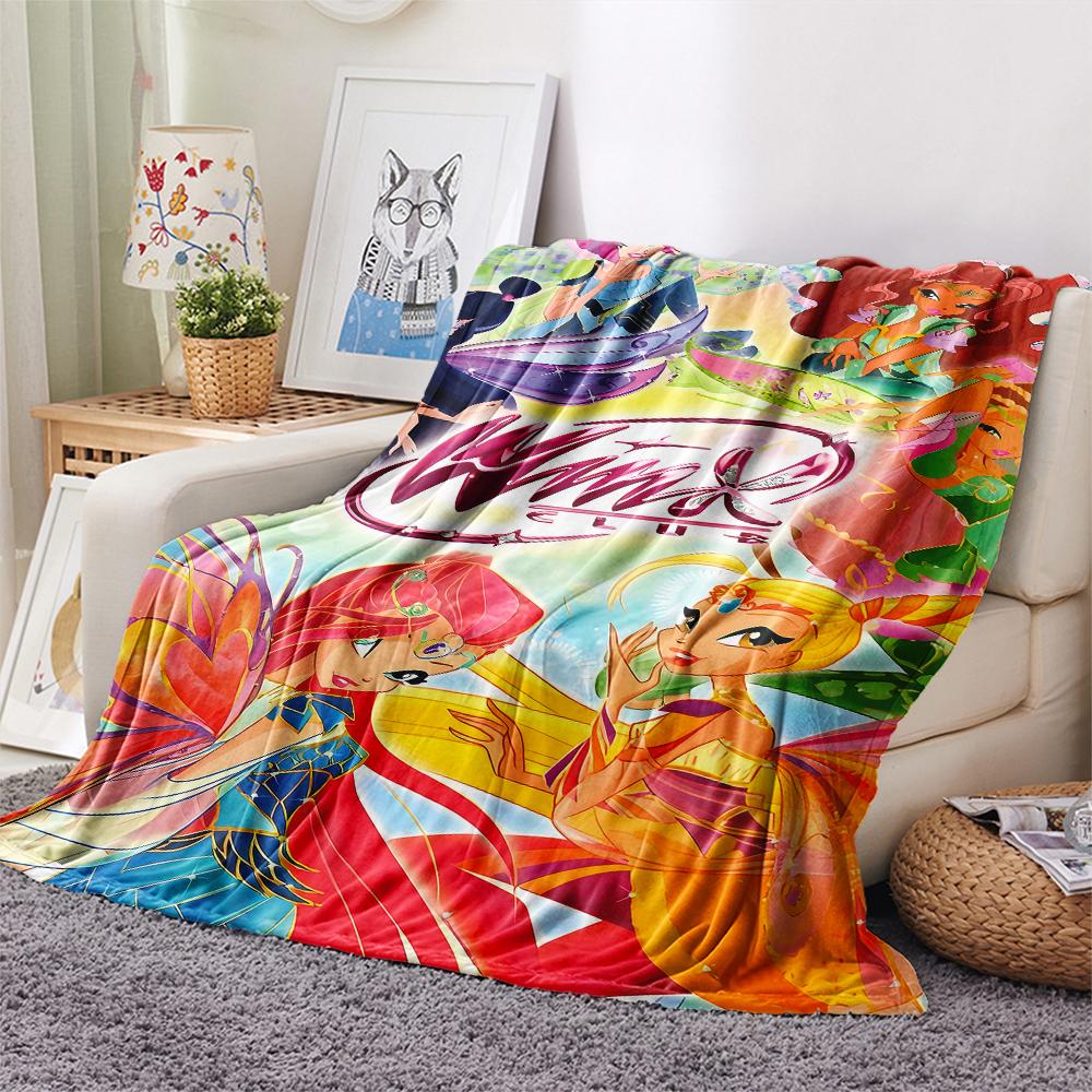1 pièce Couverture Flanelle Imprimée Winx Club, Haute qualité Toutes Saisons, Décoration Maison, Chaleur et Confort, Parfait pour les Cadeaux de Noël