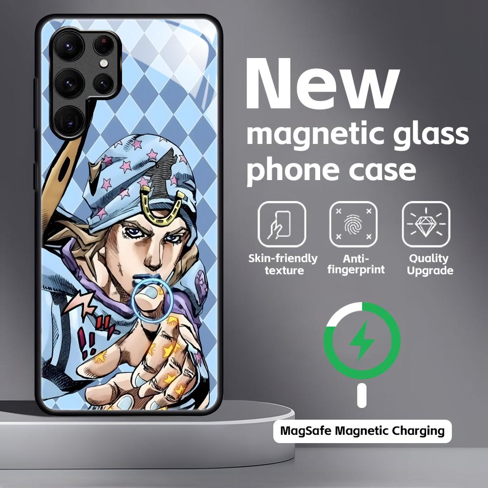 HOT JOJO Steel Ball Run Phone Case For Samsung S26 S25 S24 S23 S22 S21 Plus Ultra Note20 Glass Magnetic Case