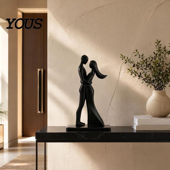 Durable Couple Statue Figurine, 3D Printed Hugging Statue, Modern Romantic Desktop Sculpture for Living Room, Bedroom, Office, Shelf, Table