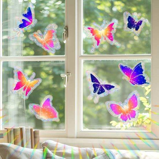 Static Glass Sticker Sun Protection UV Blocking Privacy Film with Colorful Rainbow Light Effect Glue-Free Electrostatic Reusable Window Cover
