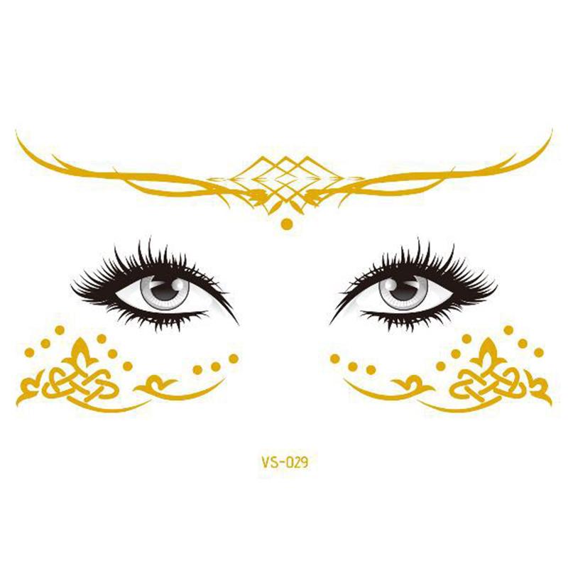 Pegatinas de purpurina para tatuajes faciales, tatuajes temporales metálicos dorados, calcomanías de maquillaje impermeables para chicas, fiestas, festivales de música