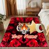 1PC Custom Name Tiger Amidst Roses Theme Floor Mat Ideal for Living Room, Game Rooms, Office, Bedroom,Floor Mat Playful Design