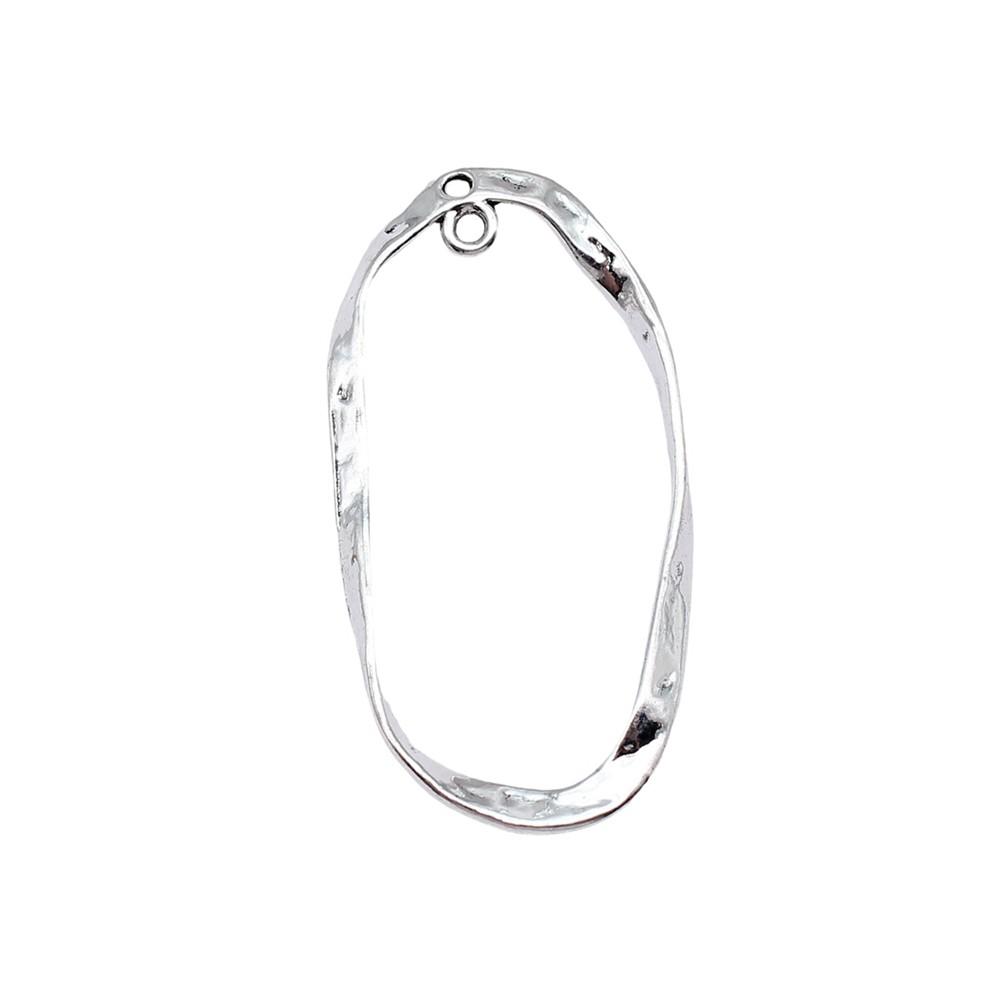 Irregular Oval Frame Connectors Moon Hammered Texture Links For Earring Making