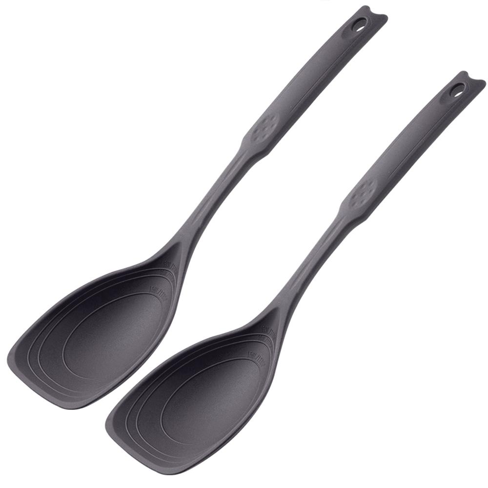 

2Pcs Multi-functional Silicone Spatula Cooking Tools Soup Spoon Household Reusable Non-stick Stir-Fry Spatula Kitchen Supplies темно серый
