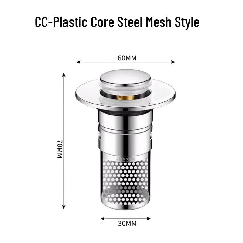 Universal Anti-Clog Push-Type Wash Basin Drain Filter and Deodorizing Stopper
