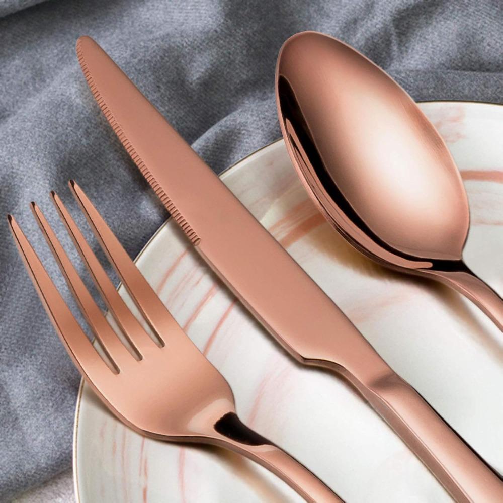5 Piece Gold Silverware Set Cutlery Set Stainless Steel Cutlery 4-person Serving Easy To Clean, Dishwasher safe Reusable