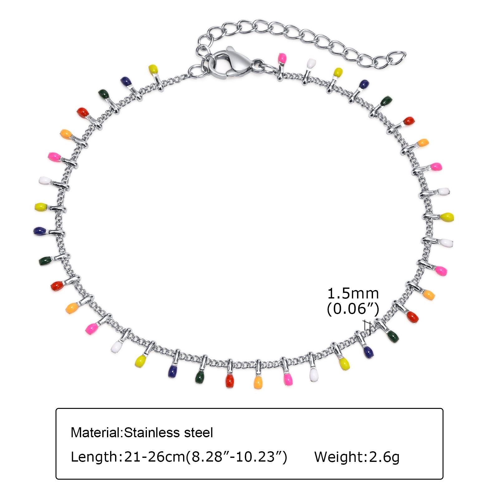 

Vnox Bohemian Colorful Small Pendants Anklet For Women Girls Stainless Steel Thin Layered Chain Summer Jewelry Party Gift
