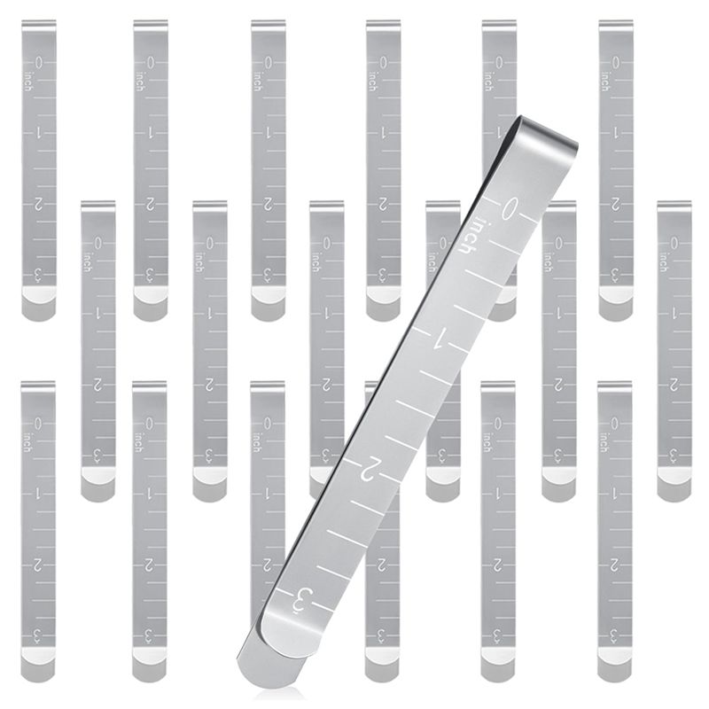 

M-Modern-20 Pcs Sewing Clips Stainless Steel Hemming Clips Metal Hemming Tool 3 Inches Sewing Clips With Measurements срібний