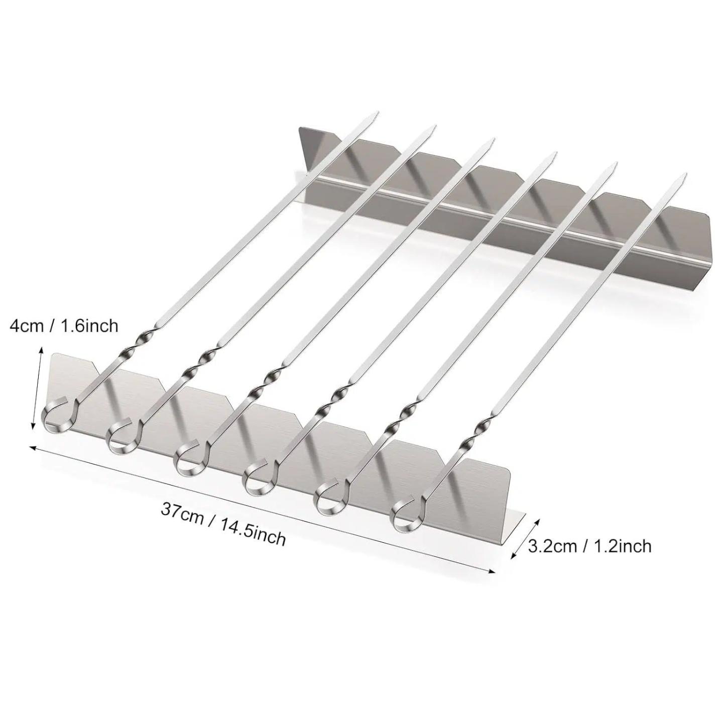 BBQ Skewer Rack Stainless Steel Outdoor Grilling Tool Skewer Holder Heavy Duty Flat for Grilling Meat & Vegetables