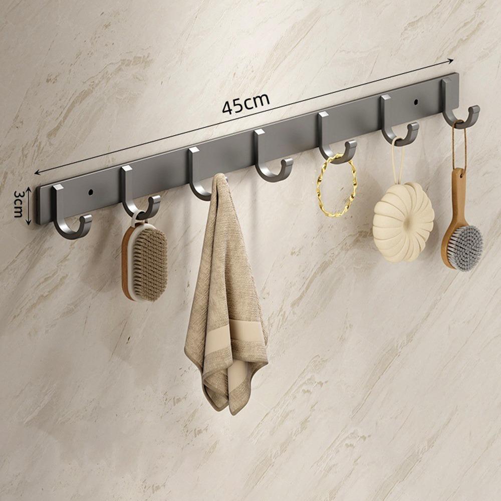 Aluminum Alloy Wall Mounted Hook Rack Strong Adhesive Space Saving Towel Rack Hook Heavy Duty Load Bearing 3-8 Hooks