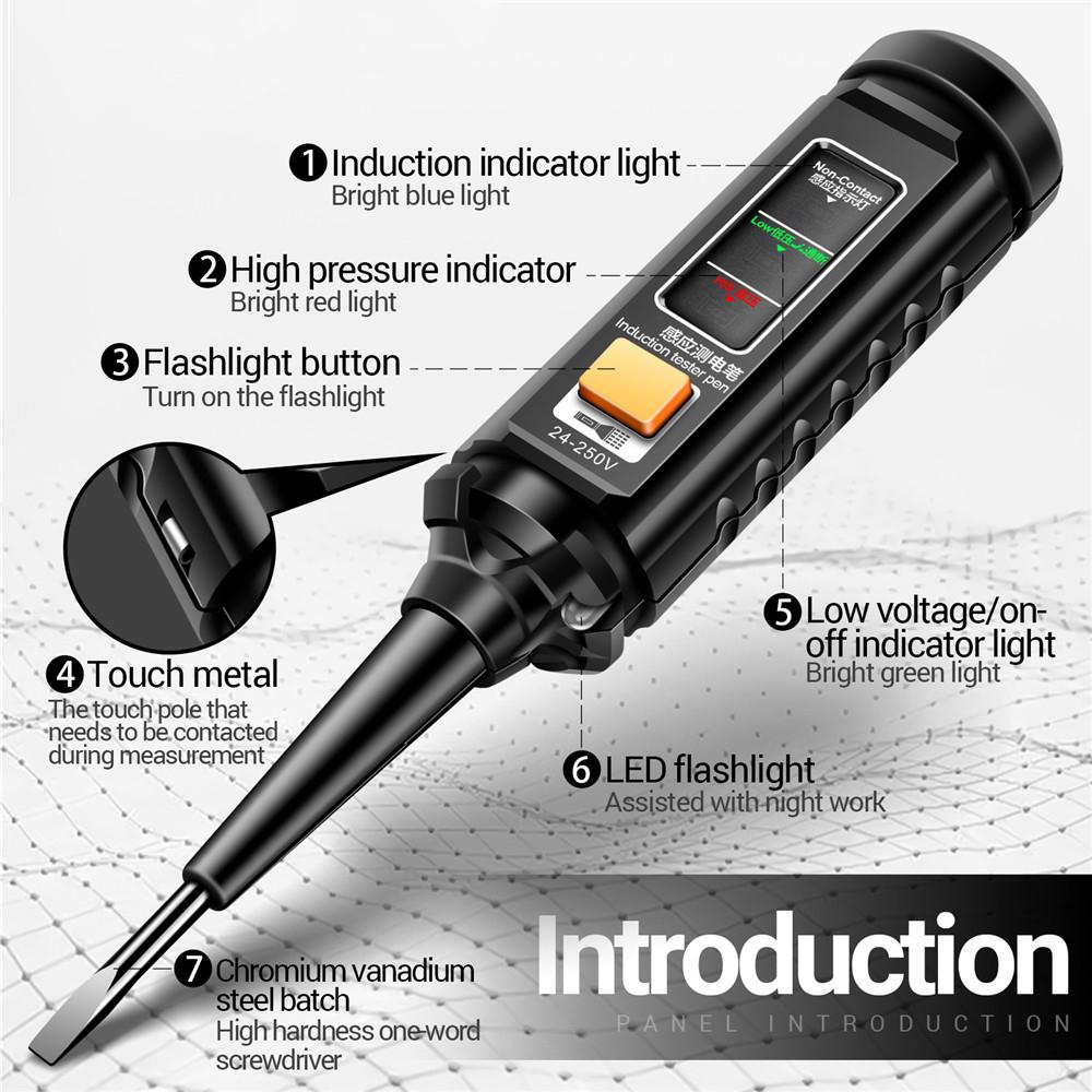 3 Color Light Circuit Tester Voltage Tester Pen Electric Test Detector Slotted Screwdriver Test Pen AC25-250V with Buzzer