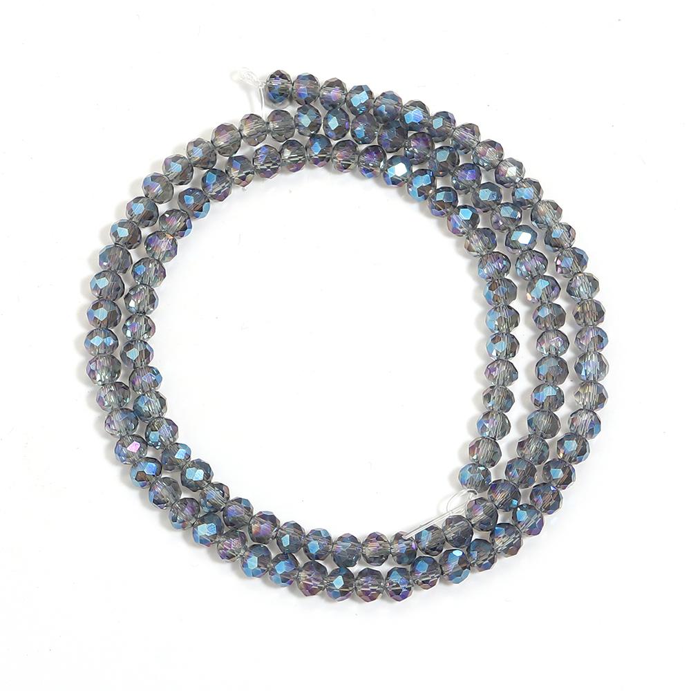 4/6/8 мм Граненые Хрустальные Бусины Прозрачные Синие Рондели Стеклянные Россыпные Бусины для Изготовления Украшений Браслеты DIY Аксессуары для Ожерелий