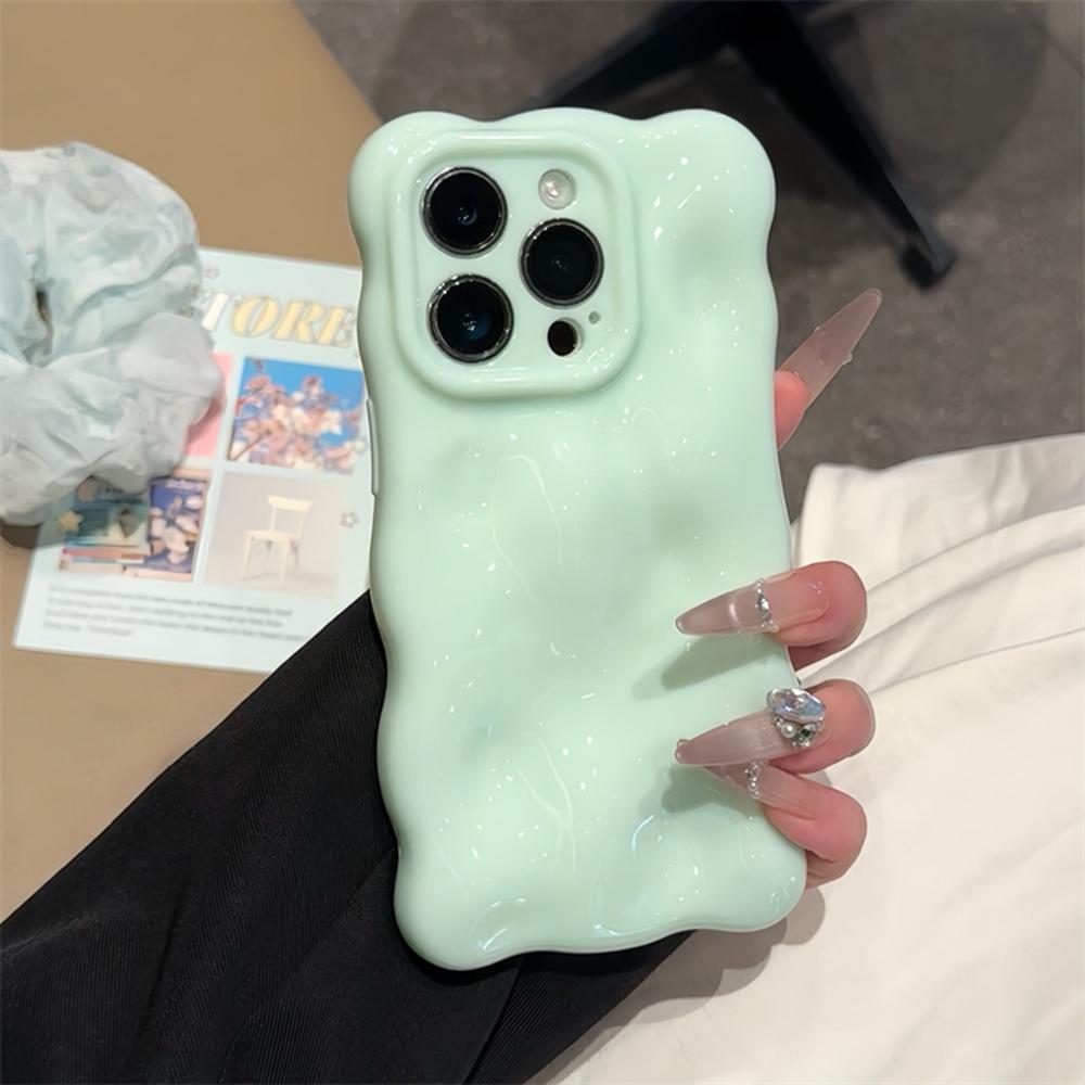 Soft Silicone Candy Cloud Wave Pattern Phone Cases For iPhone 16 15 14 13 12 11 Pro Max Plus Shockproof Bumper Back Cases Cover