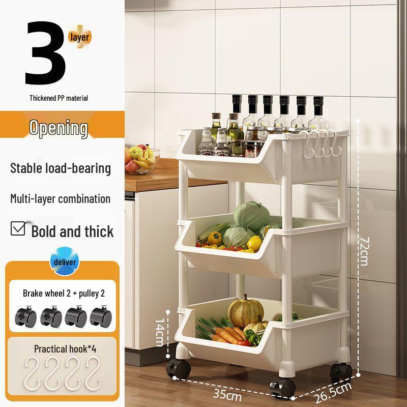 Movable Multi-layer Kitchen Storage Rack for Toys, Snacks, Fruits & Vegetables - Floor-standing and Multi-functional Shelf.