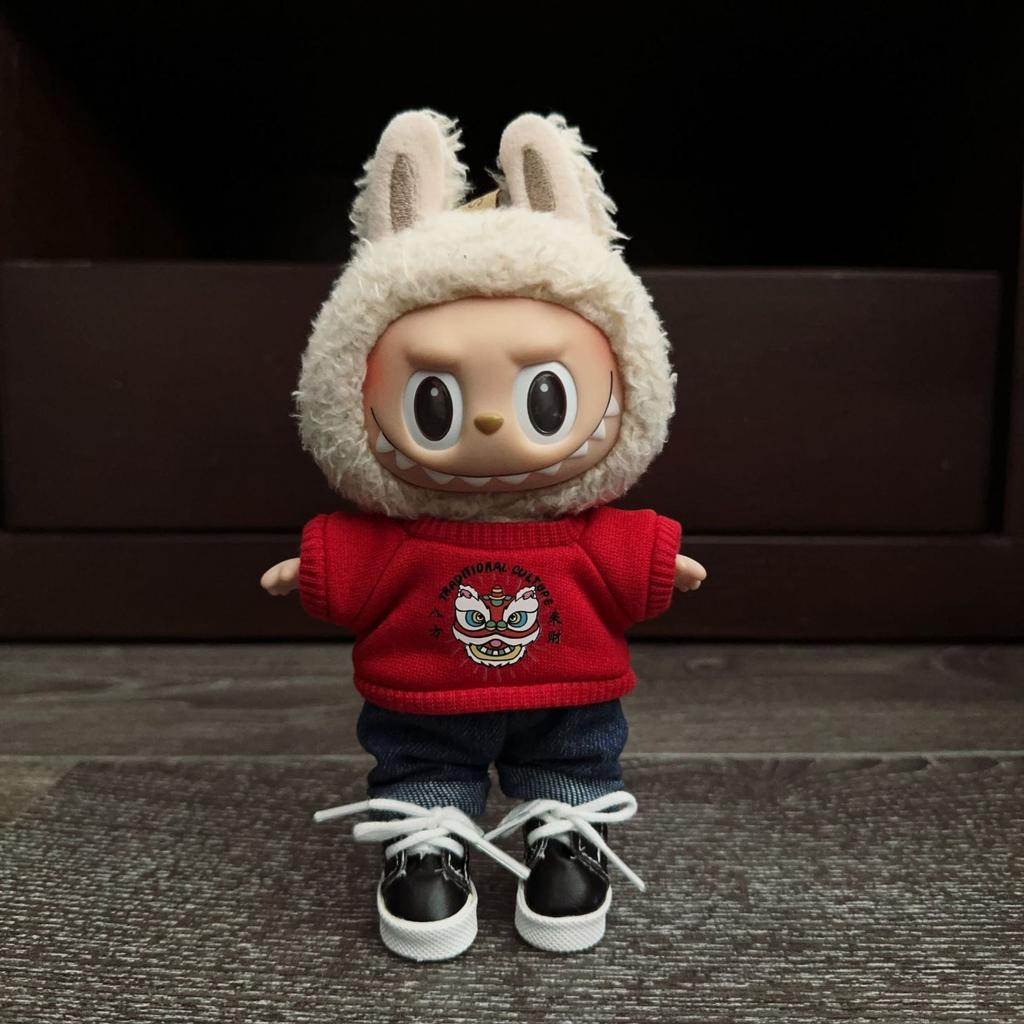 Dolls Clothes For Labubu 17cm I II Idol The Monster Outfit Accessories Sitting Party Gifts Cool Boy T-shirt Jeans Fashionable