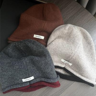 Loose Pure Wool Pile Hat with A Cool Double Sided Look High Elasticity Knitted Cold Hat for Men and Women In Winter