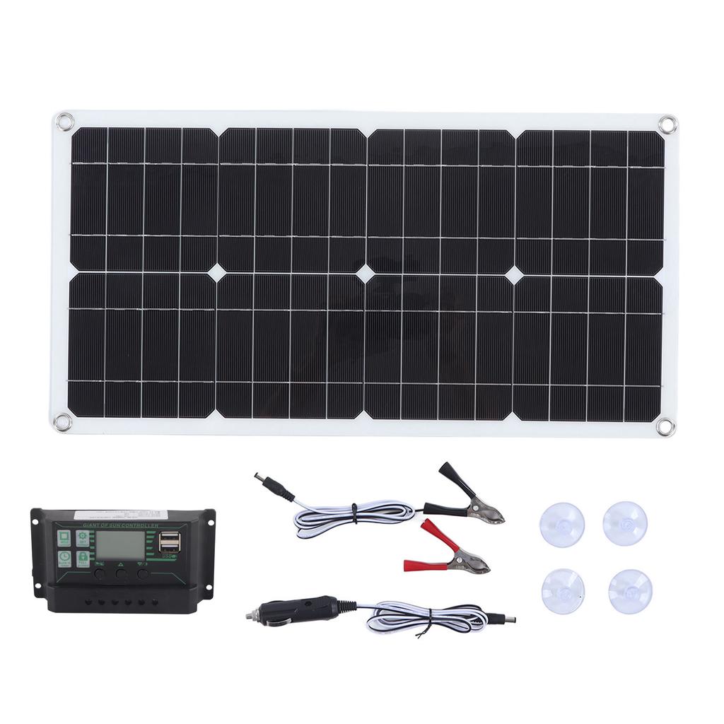 250W Monocrystalline Solar Panel Kit with 10A Charge Controller Dual USB Ports for RV Car Boat Battery Charging
