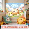 Party Backdrop Cartoon Flat Banners Stress Relief Soft Baozi Cute Steamed Celebration Photo Booth Front Door Decor