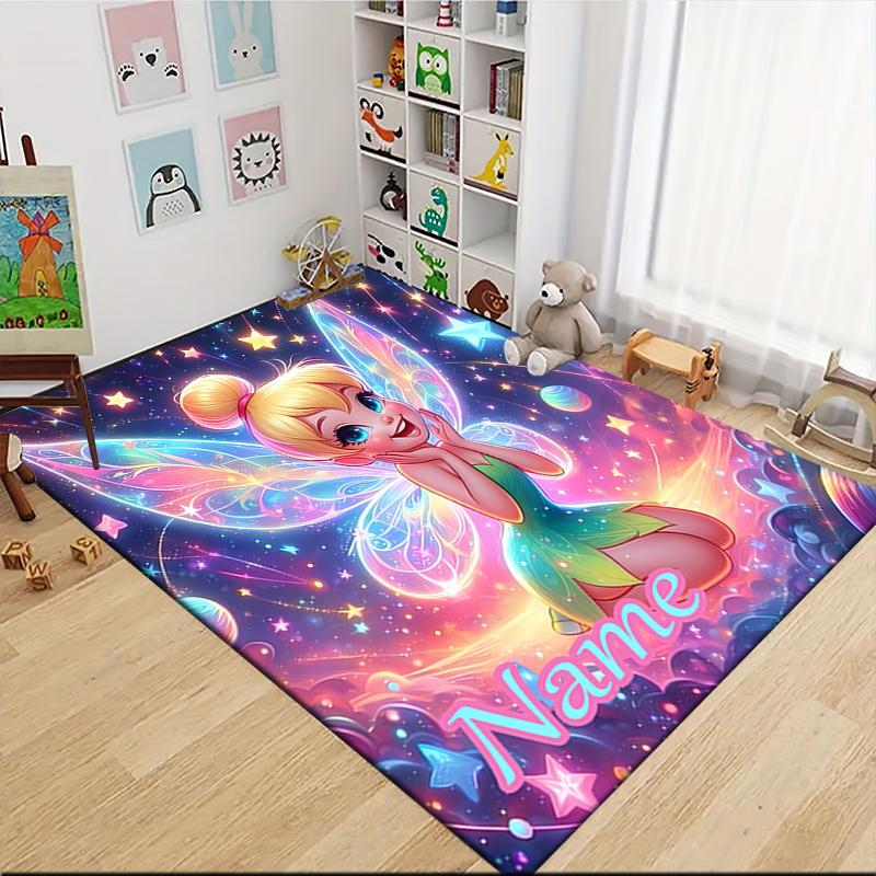 Custom Name Tinkerbell's Magical Night Carpet Rug Customizable Soft Washable Anti-Slip Home Living Room Sofa Mats Personalized Rug. 0909356