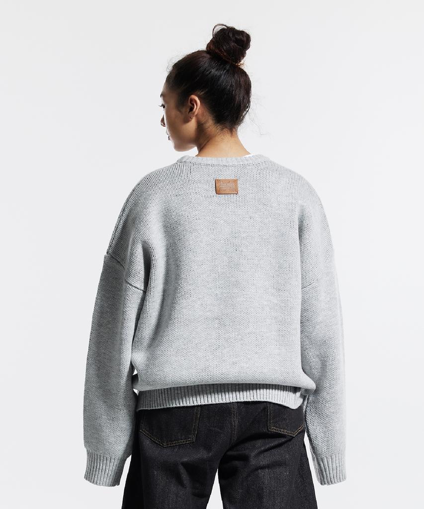 CREAM SODA LAB Big Graphic Jacquard Knit Sweatshirt Gray