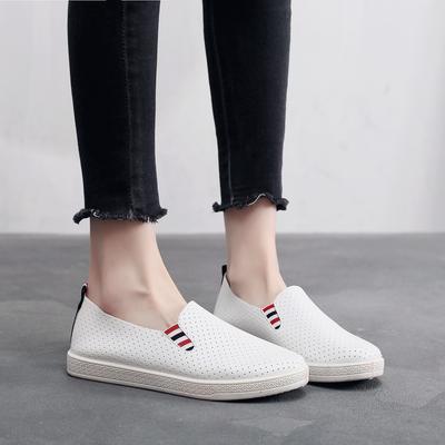 Cloth Shoes Women's Hollow Breathable Single Shoes Flat-soled Versatile Little White Shoes Soft Soles Spring and Summer New Models