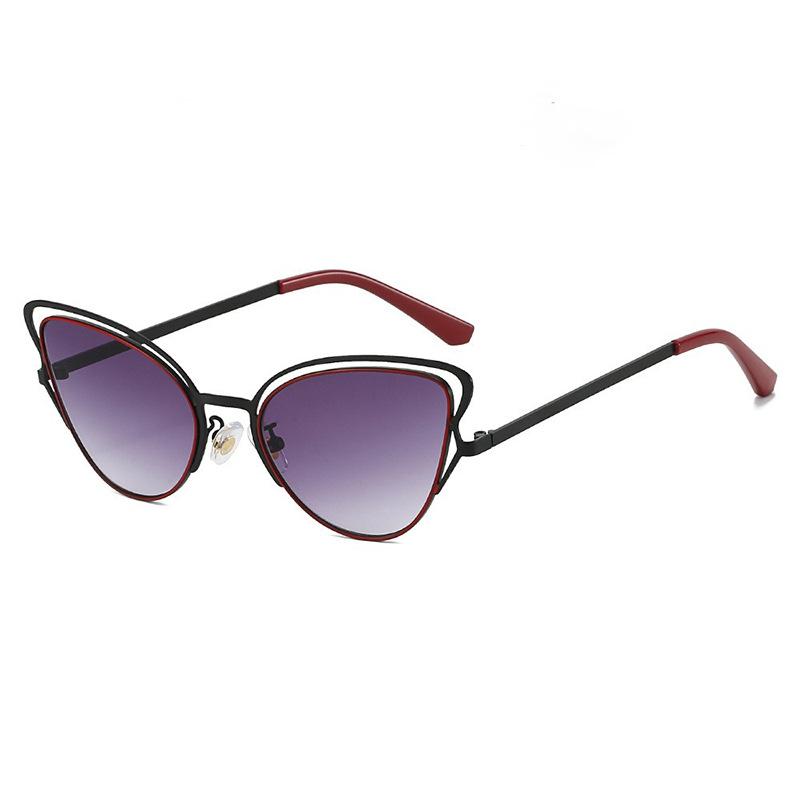 European and American style metal hollow cat eye sunshade sunglasses personalized punk party stage beautiful accessories sunglasses