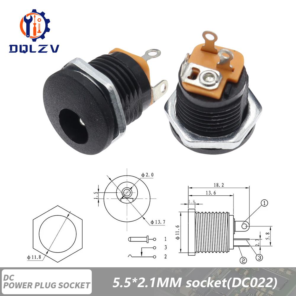 DC Connectors 5.5x2.1mm 3.5x1.3mm DC Power Female Jack Socket Nut Panel Mount DC Power Adapter Connector DC-099/005/022B/25M