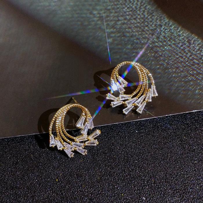 Trendy Girl Stud Earrings Imitation Zircon Super Fairy Temperament Elegant Luxury Earrings