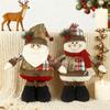Christmas Doll Pendant Santa Claus Snowman Telescopic Legs Design Plaid Print Xmas Doll Festival