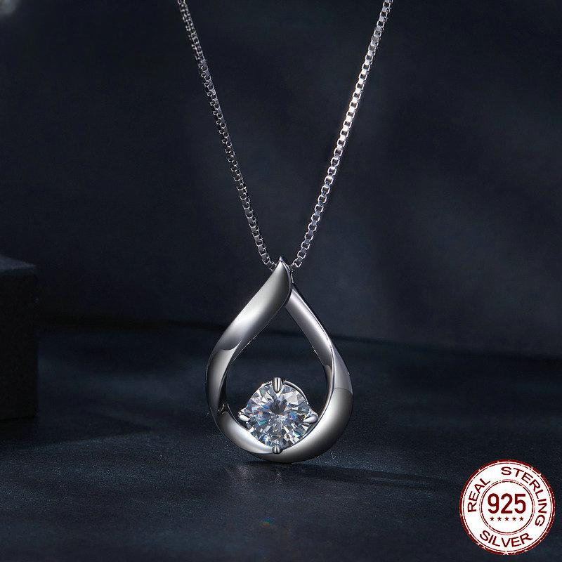 1CT Moissanite Waterdrop Necklace Lab Diamond 925 Sterling Silver Chain Necklace for Women Wedding Valentine's Day Gift