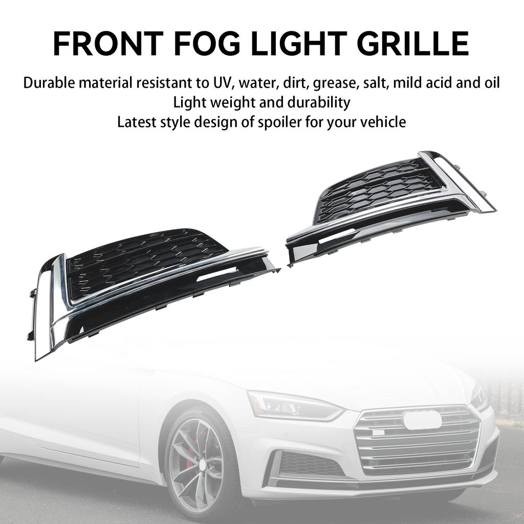 2PCS Front Bumper Fog Light Grille Cover Trim Fit S5 A5 S-Line 2018-2019