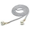 Women Belt Casual Pearl Buckle Decor Woven Thin Waist Rope with Dress 140cm Fashion Accessories for Ladies