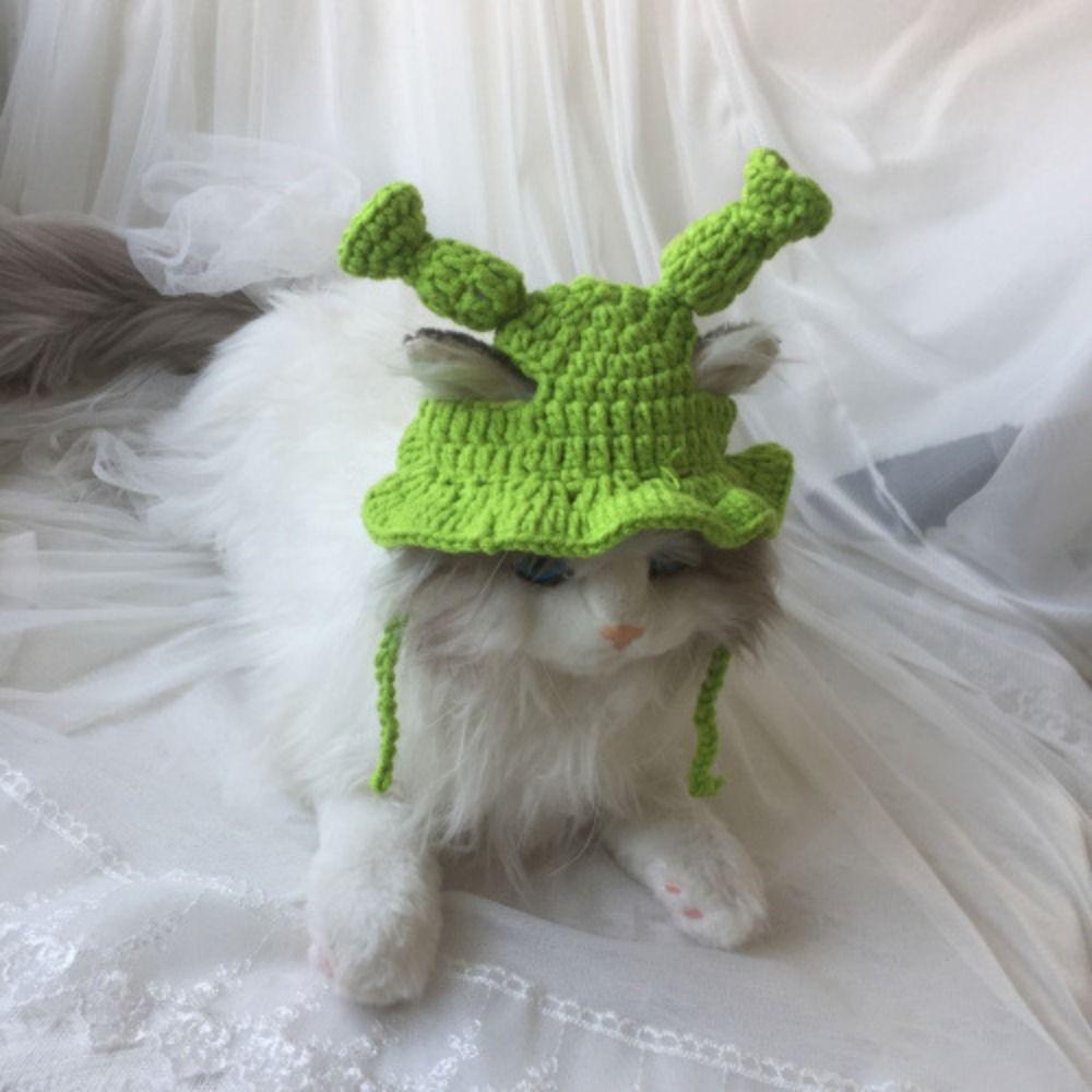 2023 Cartoon Handmade Warm Elastic Pet Cap Frog Hat for Party Photo Props Cat Hat