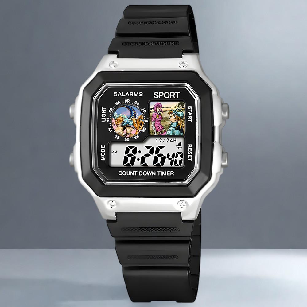 "JOJO's Bizarre Adventure Diego Electronic Watch Sports Digital Wristwatch for Junior High School Students with Alarm Clock Man